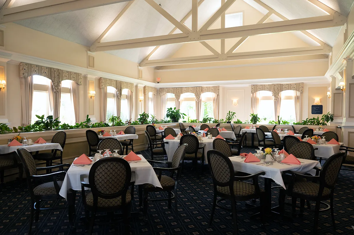 dining room with tables set for service