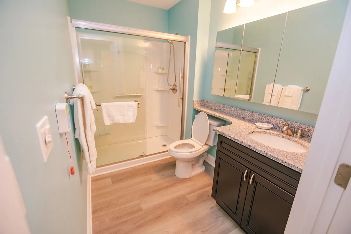 view of bathroom showing tub shower and vanity